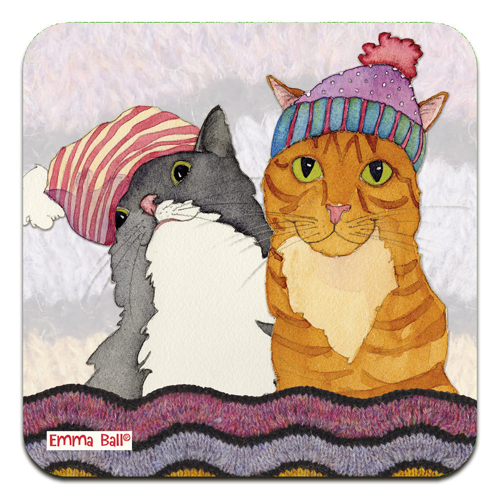 Two Cats in Hats Coaster