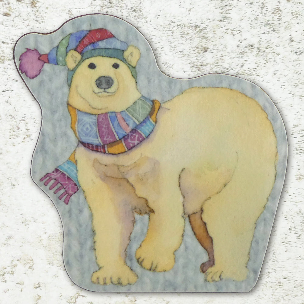Woolly Polar Bear Die Cut Coaster