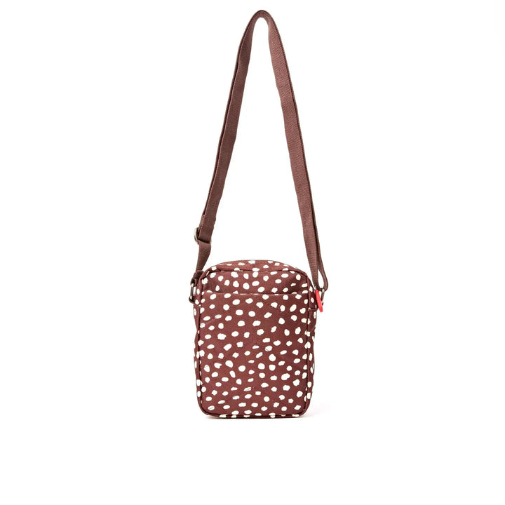 Bond Small Pocket Crossbody Bag in Brown Dot Canvas