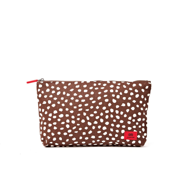 Maida Vale Medium Pouch in Brown Dot Canvas
