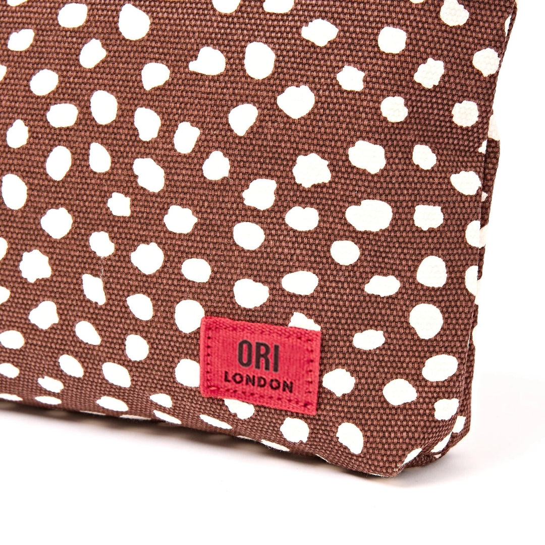 Maida Vale Medium Pouch in Brown Dot Canvas
