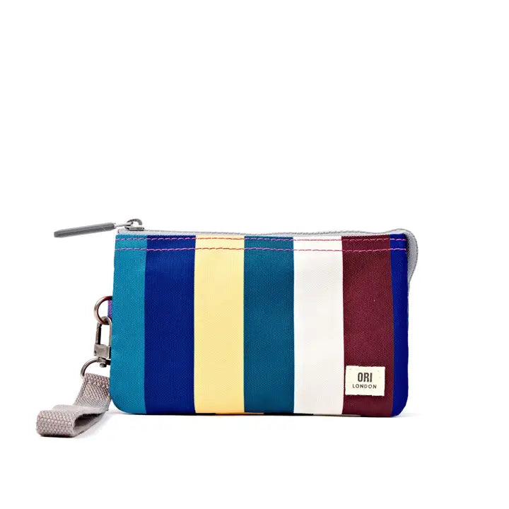 Carnaby Medium Wallet with Wrist Strap in Multi Stripe Wide Canvas