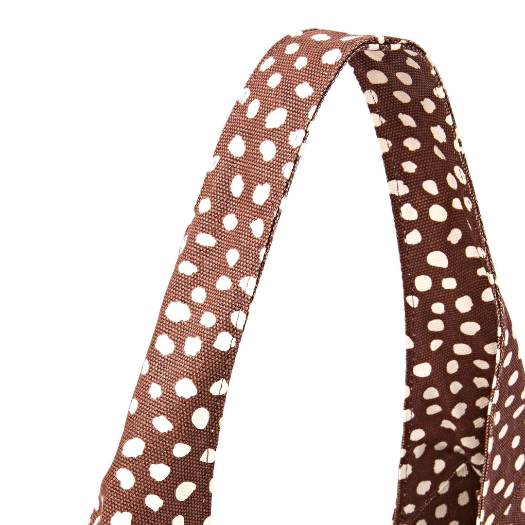 Hoxton Large Shoulder Bag in Brown Dot Cotton Canvas