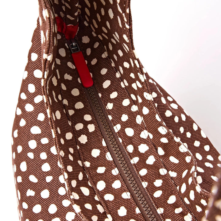 Hoxton Large Shoulder Bag in Brown Dot Cotton Canvas