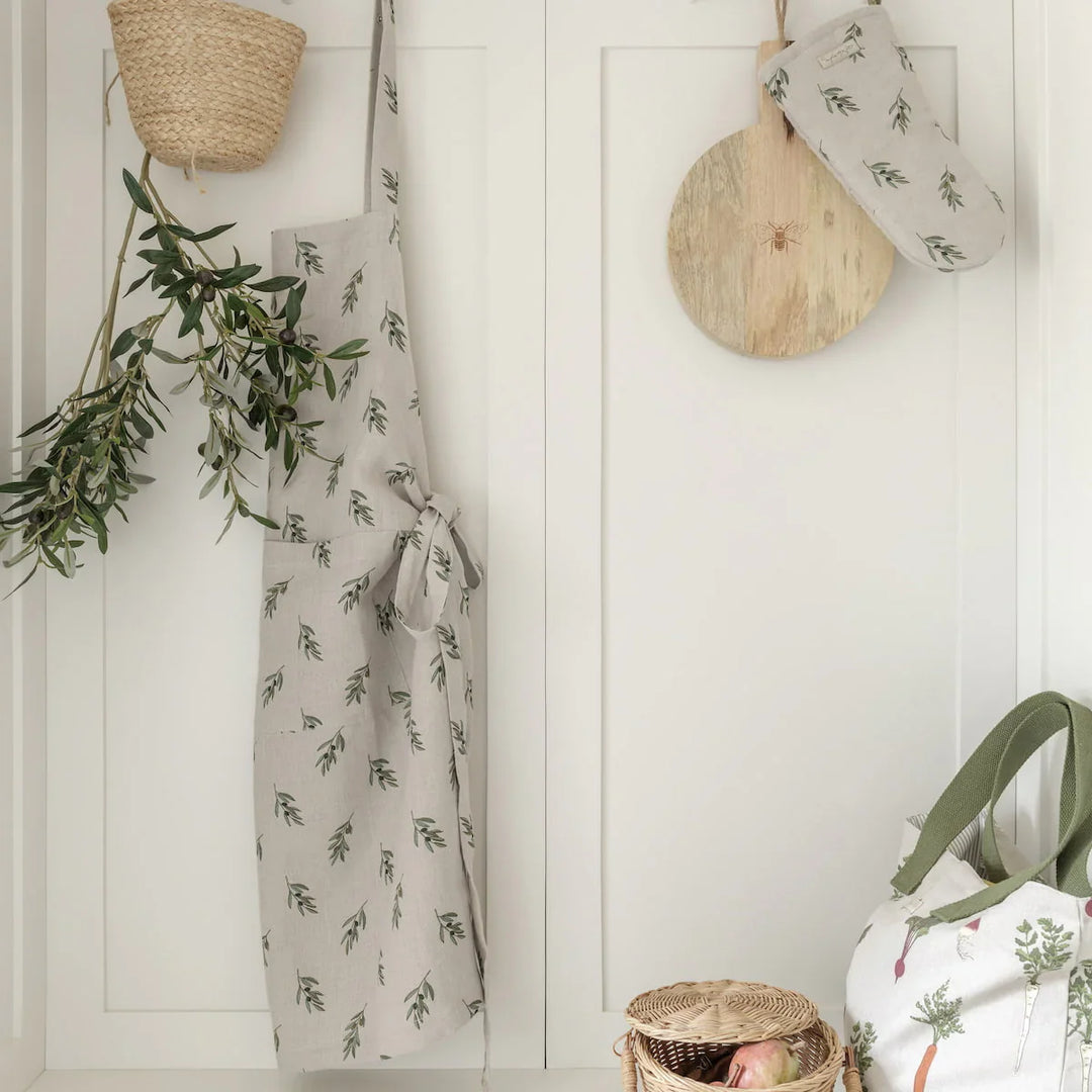 Olive Branch Linen Adult Apron