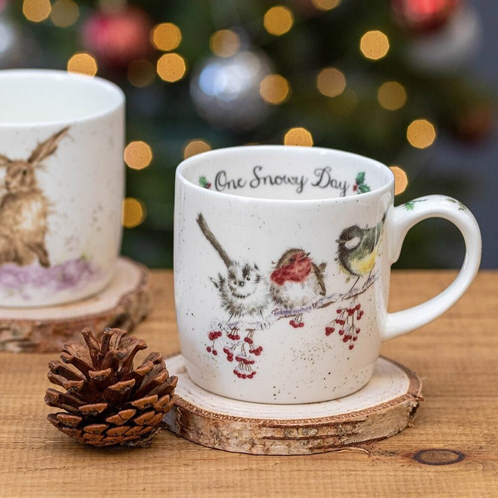 'One Snowy Day' Birds Small Bone China Mug (11oz)