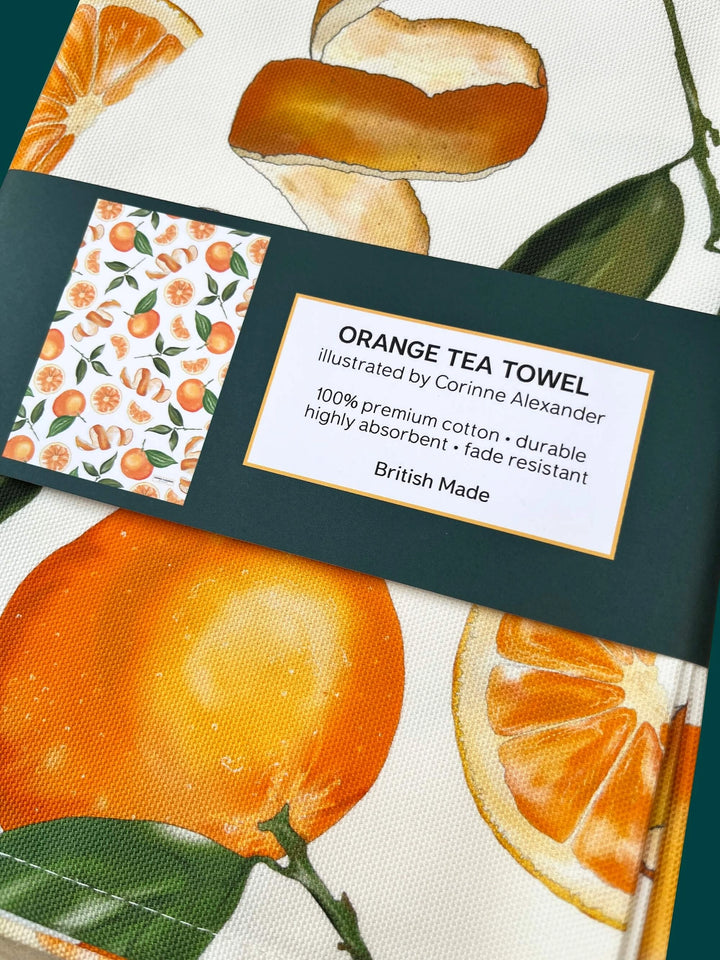 Oranges Tea Towel by Corinne Alexander