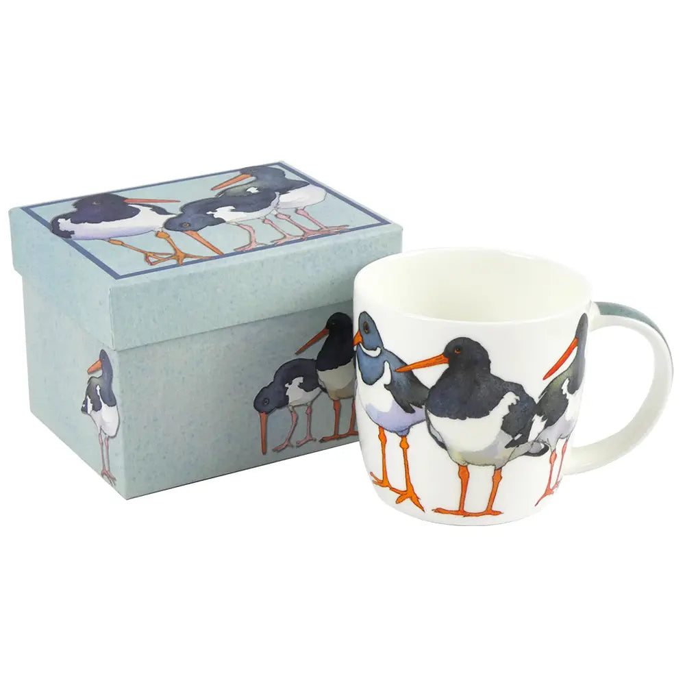 Oystercatchers (White Background) Bone China Mug (Boxed)