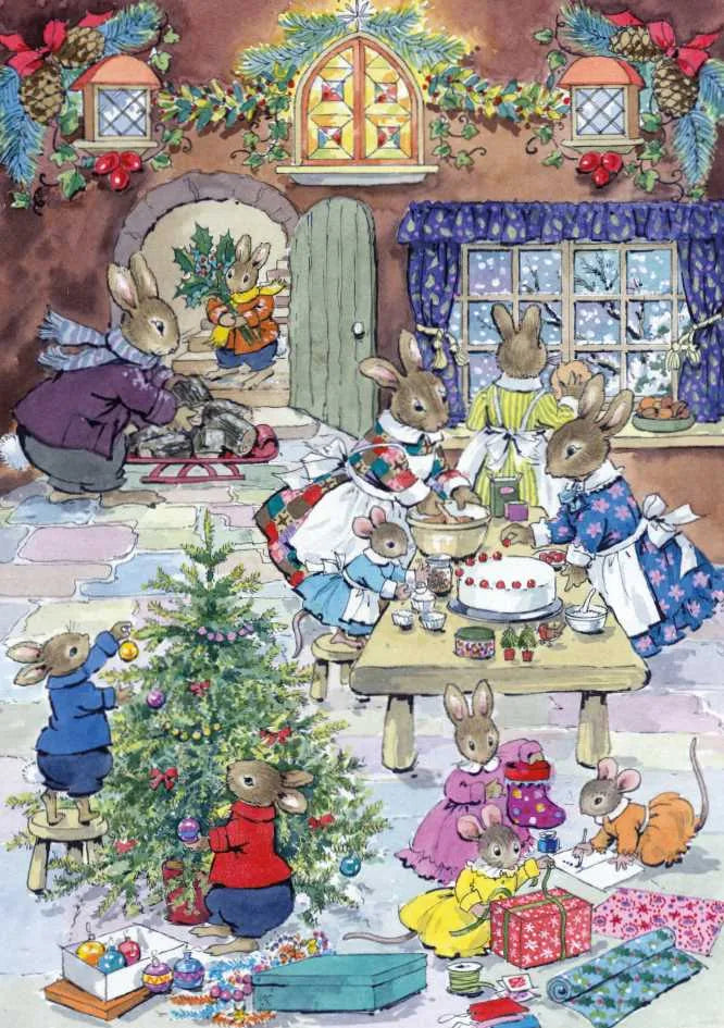 Rabbit Family Christmas Card
