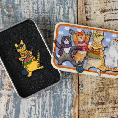 Kittens in Mittens Enamel Pin in a Tin