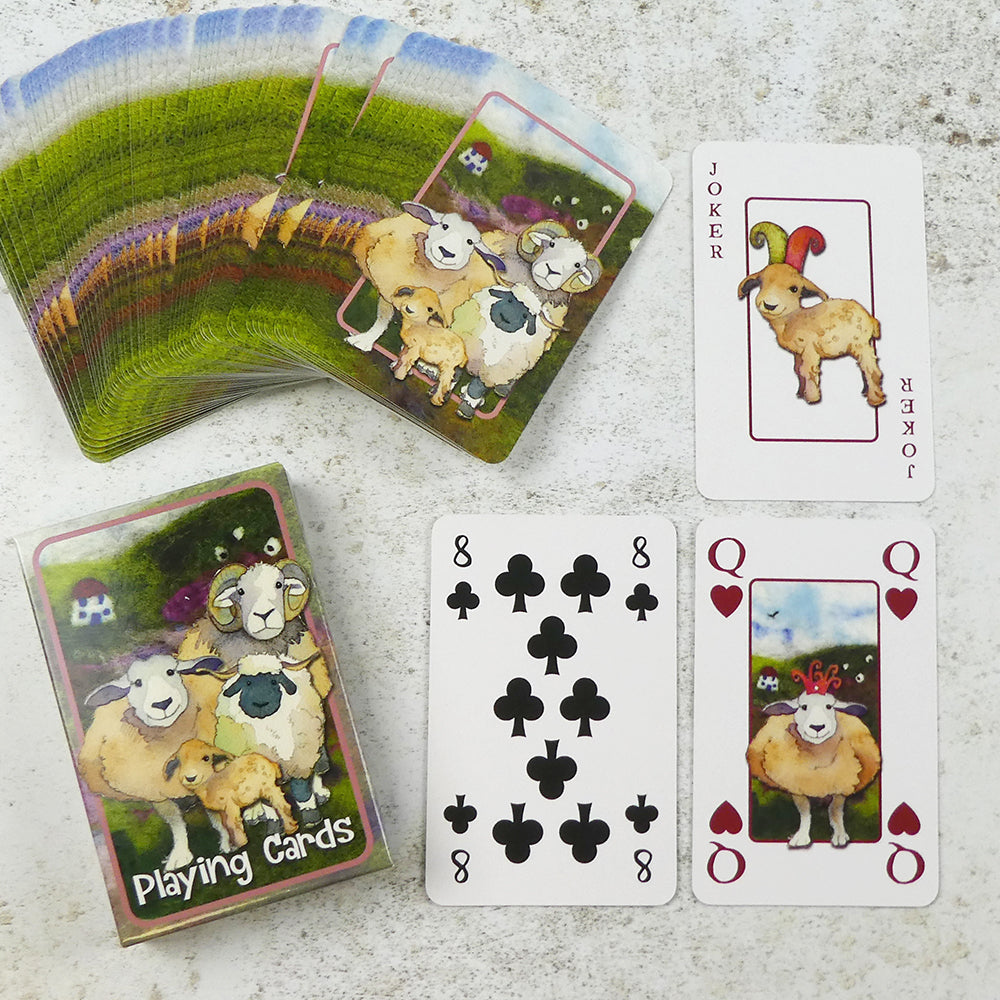 Felted Sheep Playing Cards in Tin