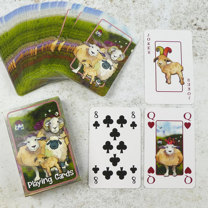 Felted Sheep Playing Cards in Tin
