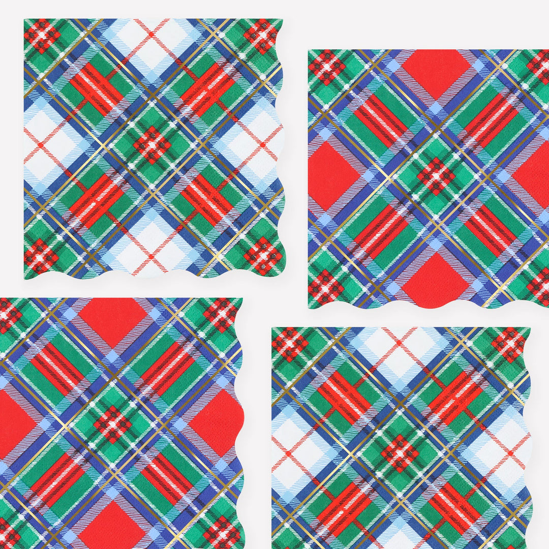 Plaid Mix Large Napkins-Set of 16