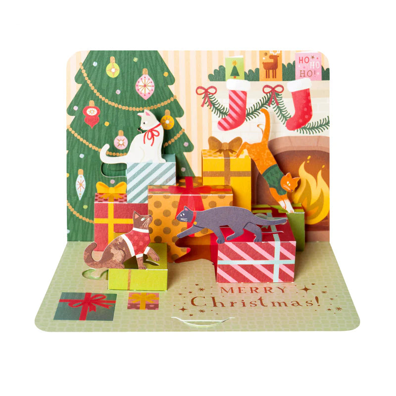 Christmas Cats and Parcels Pop Up Greeting Card