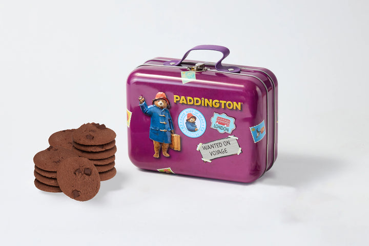 Paddington Bear Suitcase Tin with Orange Chocolate Chunk Biscuits