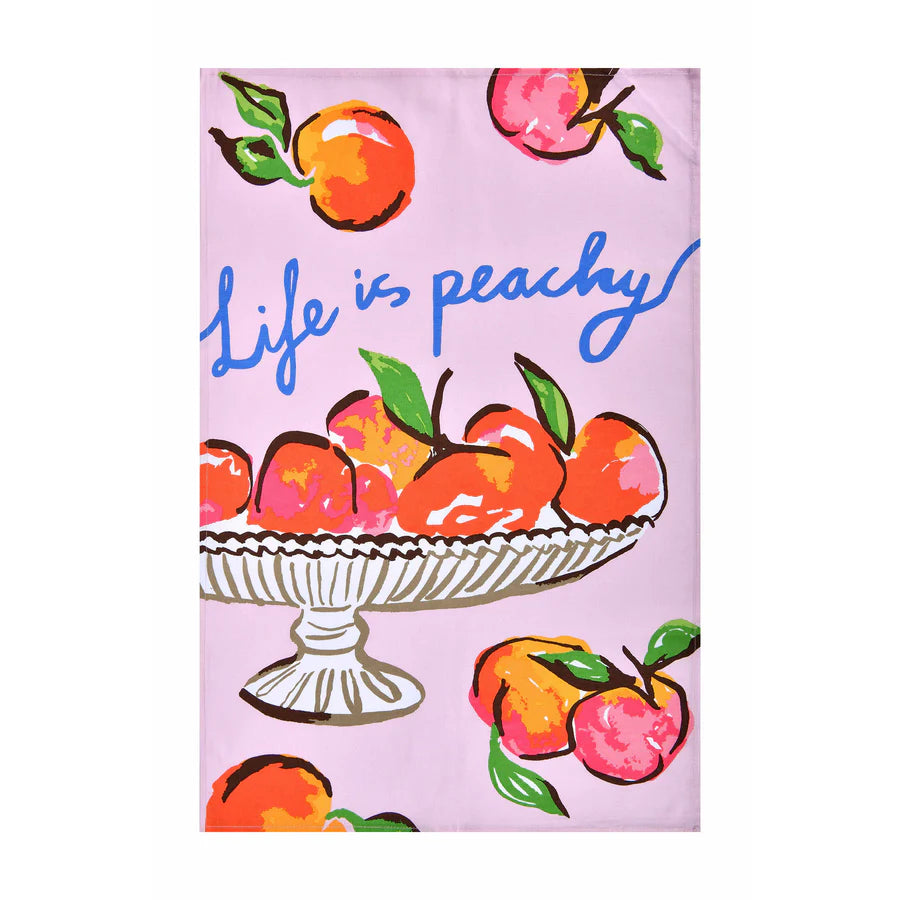Summer Fruits- Peach Cotton Tea Towel