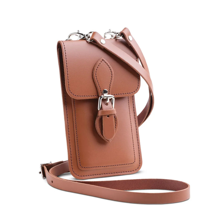 Zatchels Handmade Leather Phone Pouch - Chestnut Brown