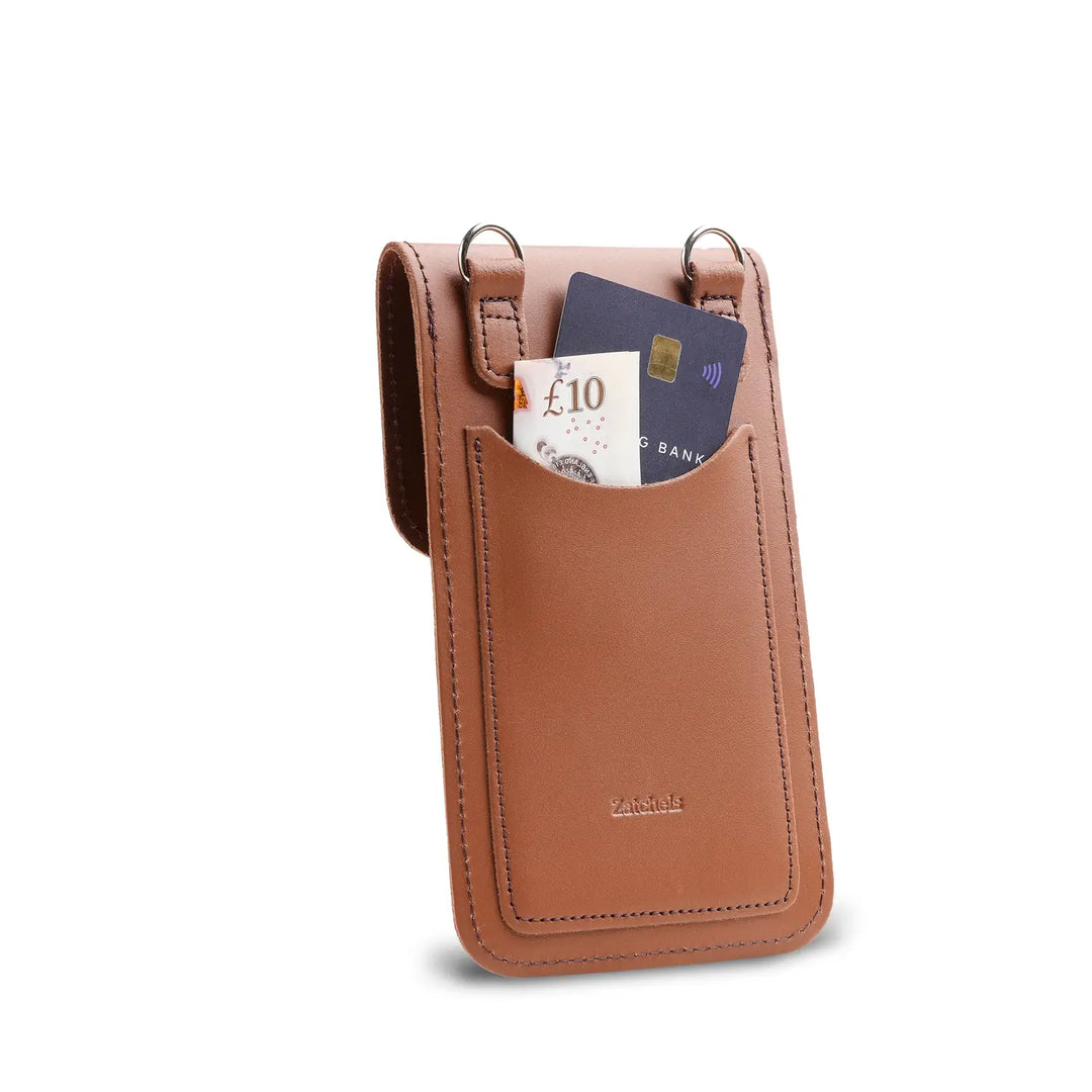 Zatchels Handmade Leather Phone Pouch - Chestnut Brown