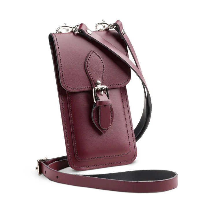 Zatchels Handmade Leather Phone Pouch - Marsala Red