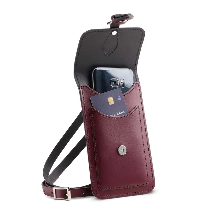 Zatchels Handmade Leather Phone Pouch - Marsala Red