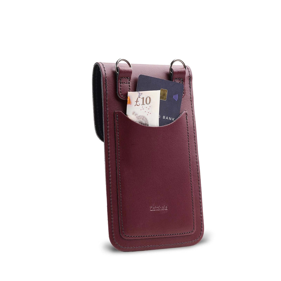 Zatchels Handmade Leather Phone Pouch - Marsala Red