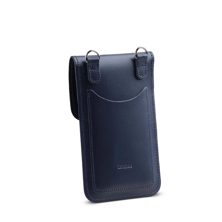 Zatchels Handmade Leather Phone Pouch - Navy Blue