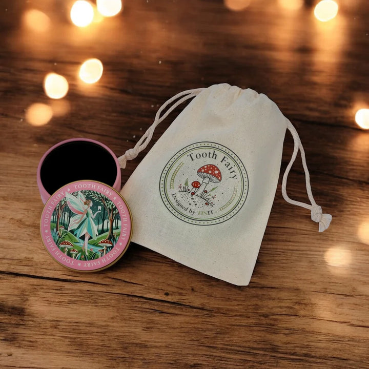Tooth Fairy Tin and Cotton Bag - Pink