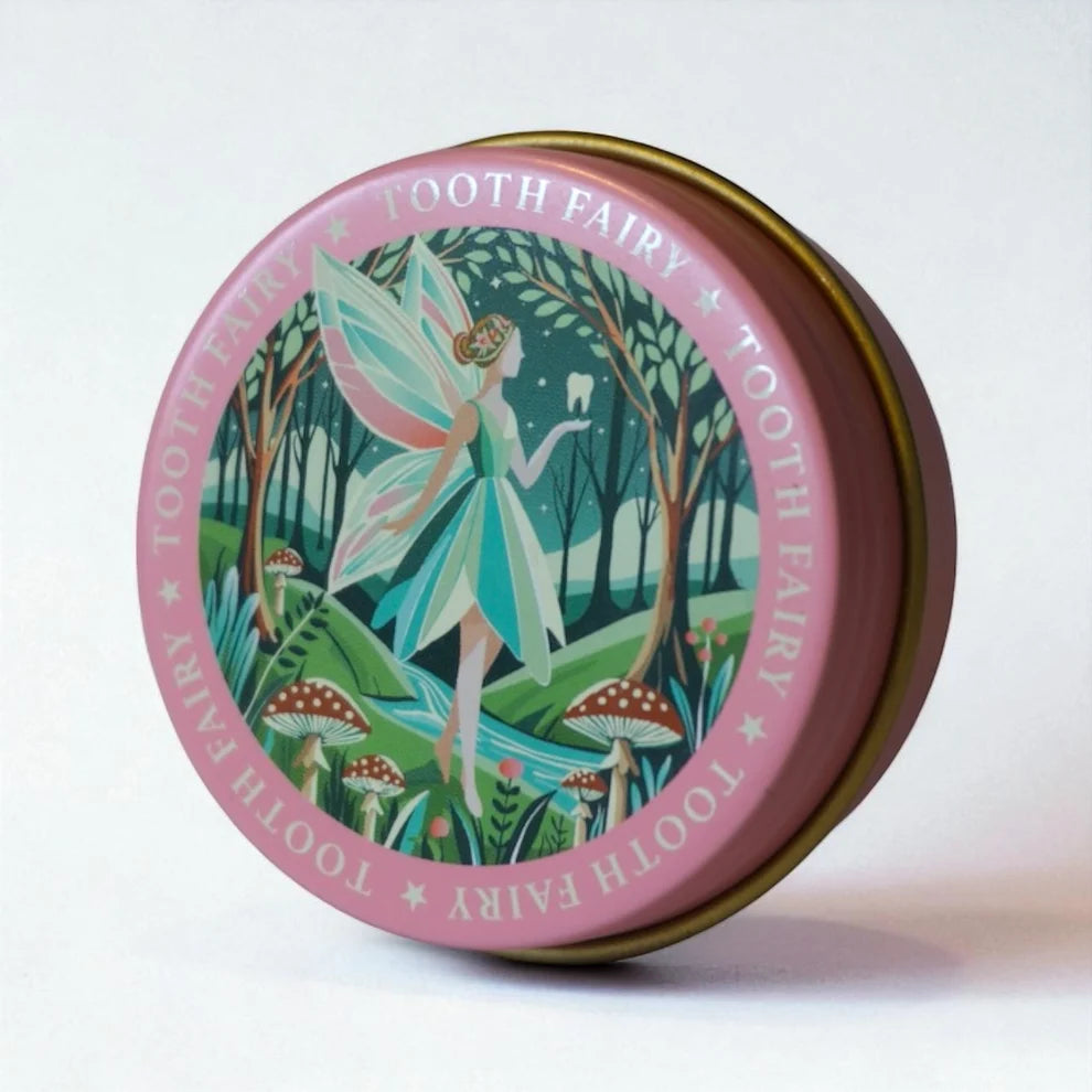 Tooth Fairy Tin and Cotton Bag - Pink