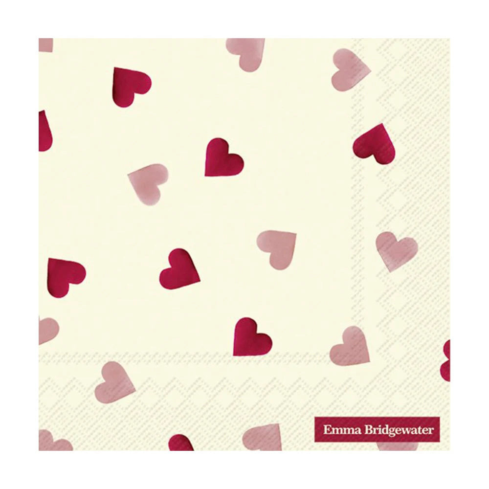 Pink Hearts Cream Napkins