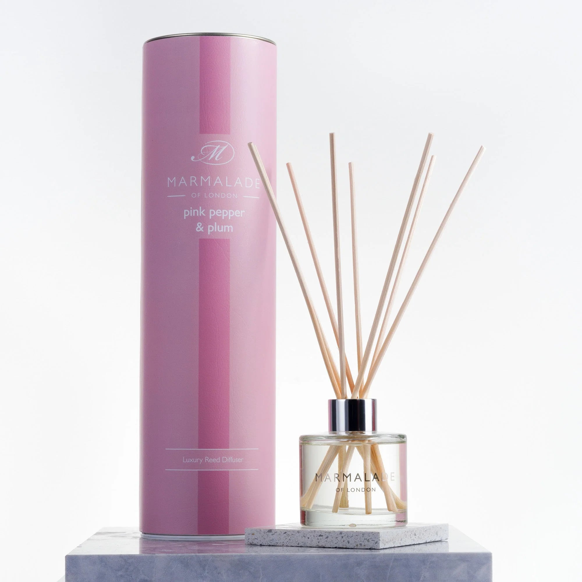 Pink Container Reed Diffuser Pink Pepper & Plum Reed Diffuser – The Bee's Knees British Imports