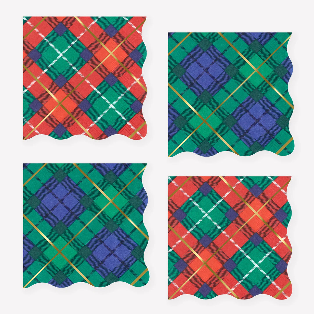 Plaid Mix Small Napkins-Set of 16