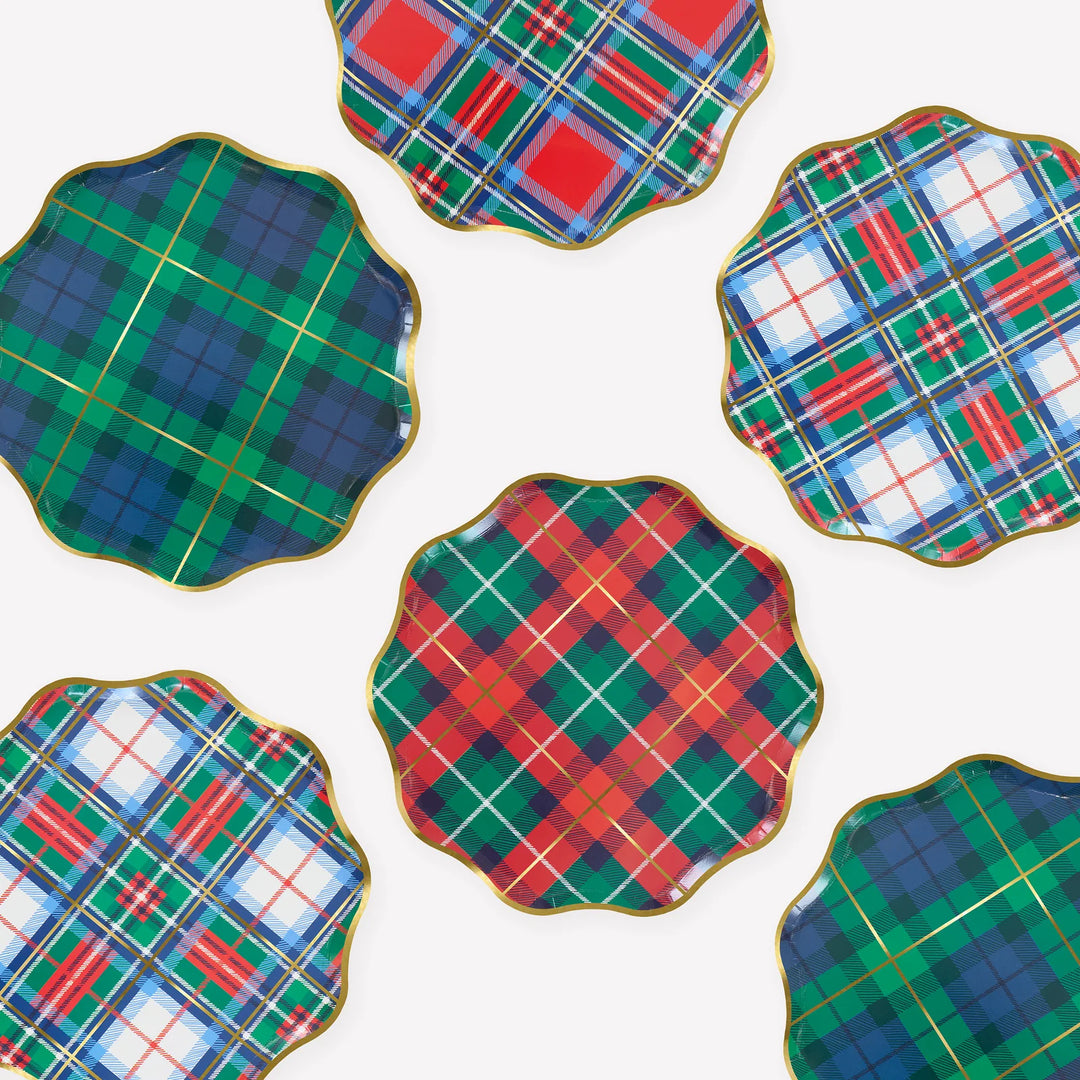 Plaid Mix Side Plates-Set of 8
