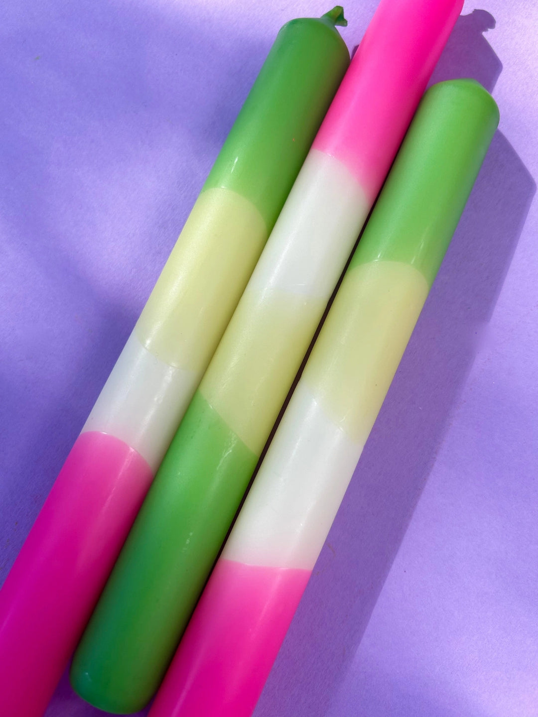 Prime Lime Dip Dye Dinner Candles Trio
