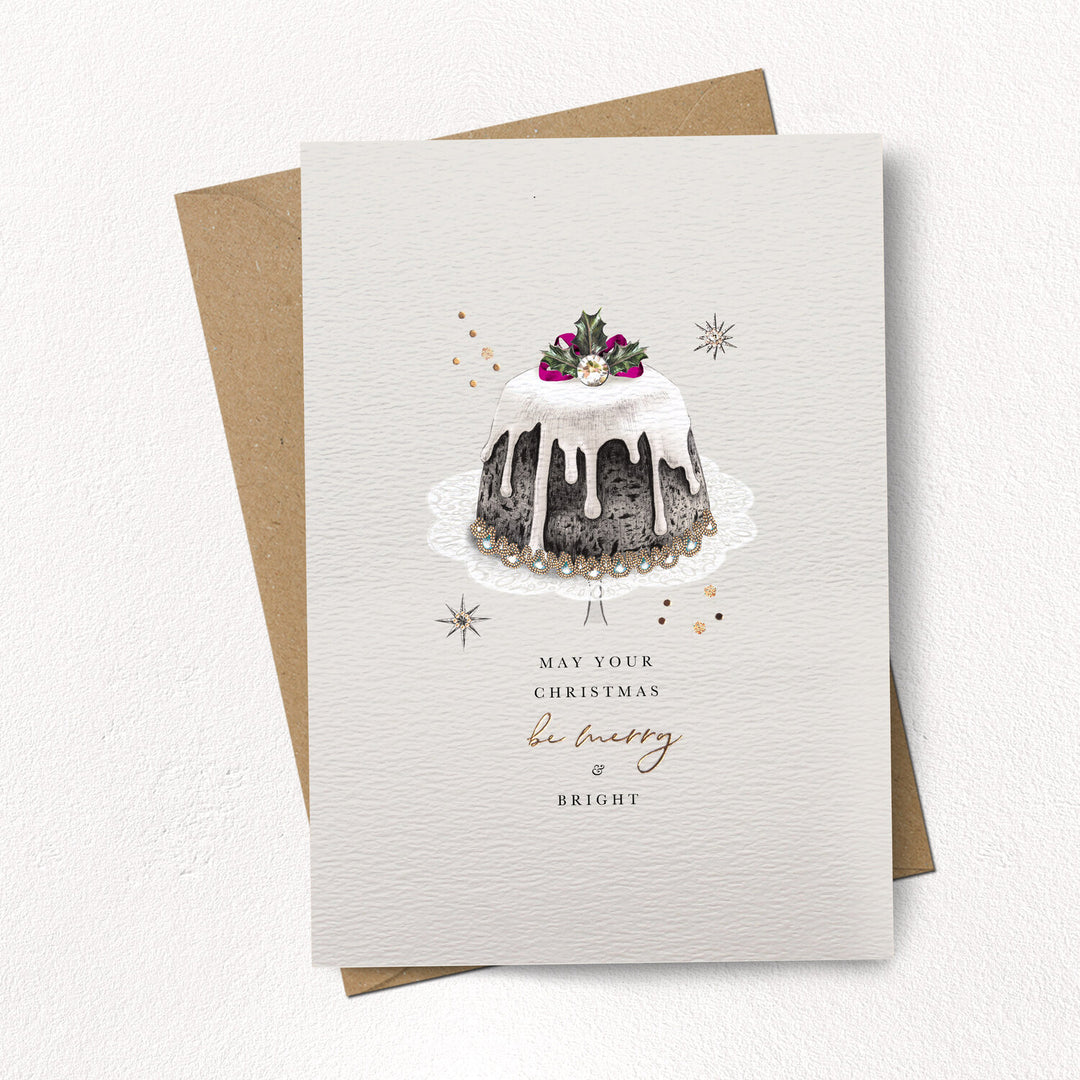 Merry and Bright Little Pudding Christmas Card