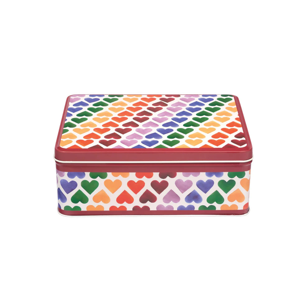 Rainbow Hearts Deep Rectangular Tin
