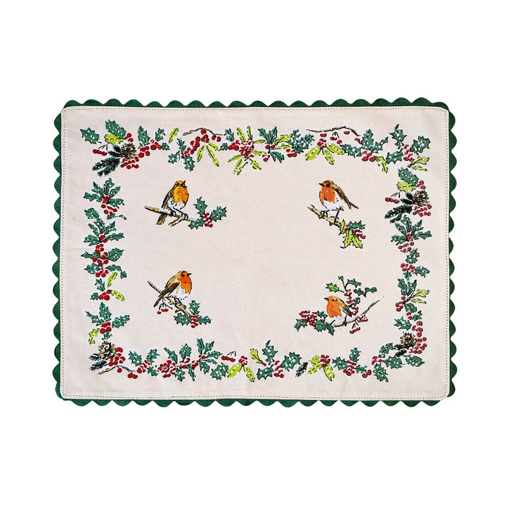 Christmas Robins Set of 2 Cotton Placemats
