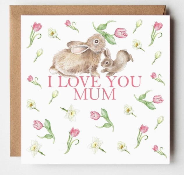 Rabbit and Tulips Mother's Day Card