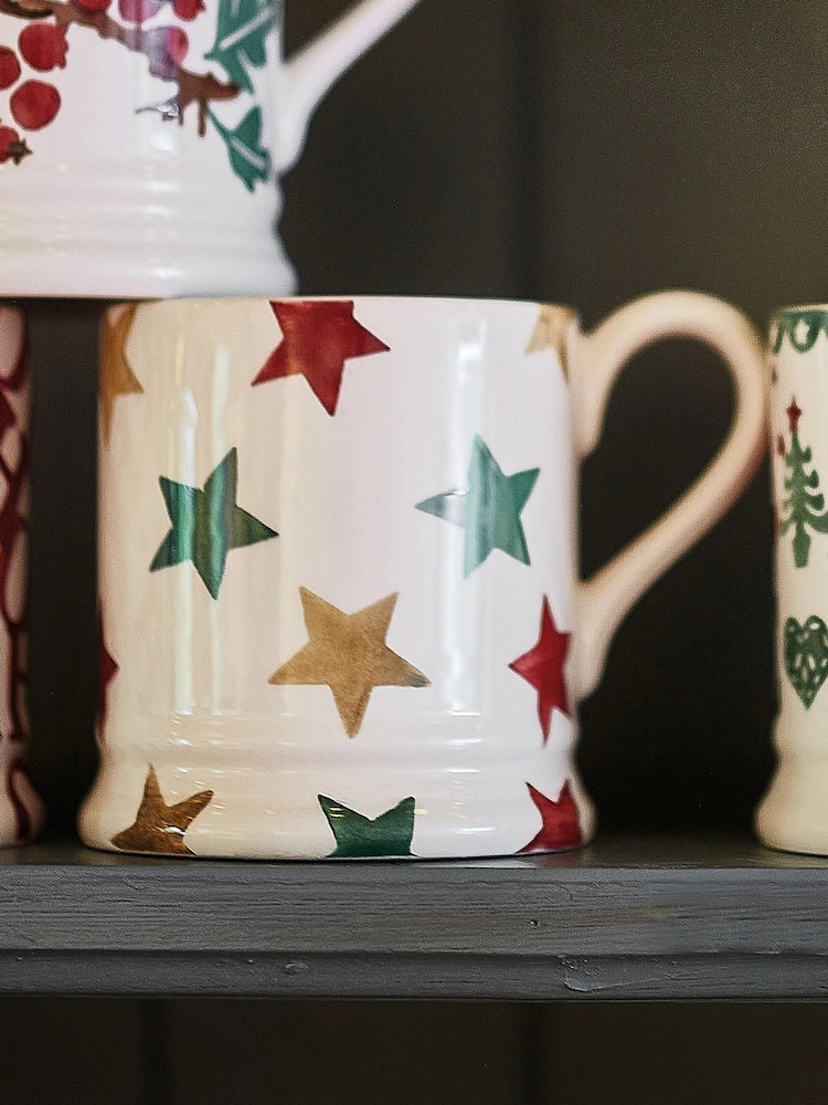 Red, Green & Gold Stars 1/2 Pint Mug