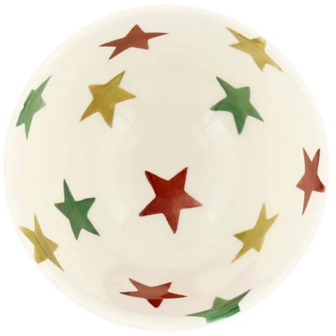 Red, Green & Gold Stars Small Old Bowl