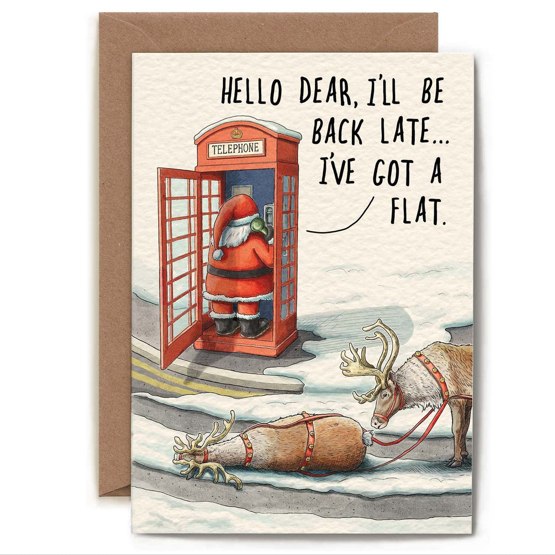 Reindeer Flat Christmas Greetings Card