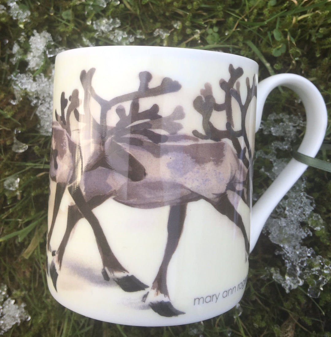 Bone China Reindeer Mug by Mary Ann Rogers