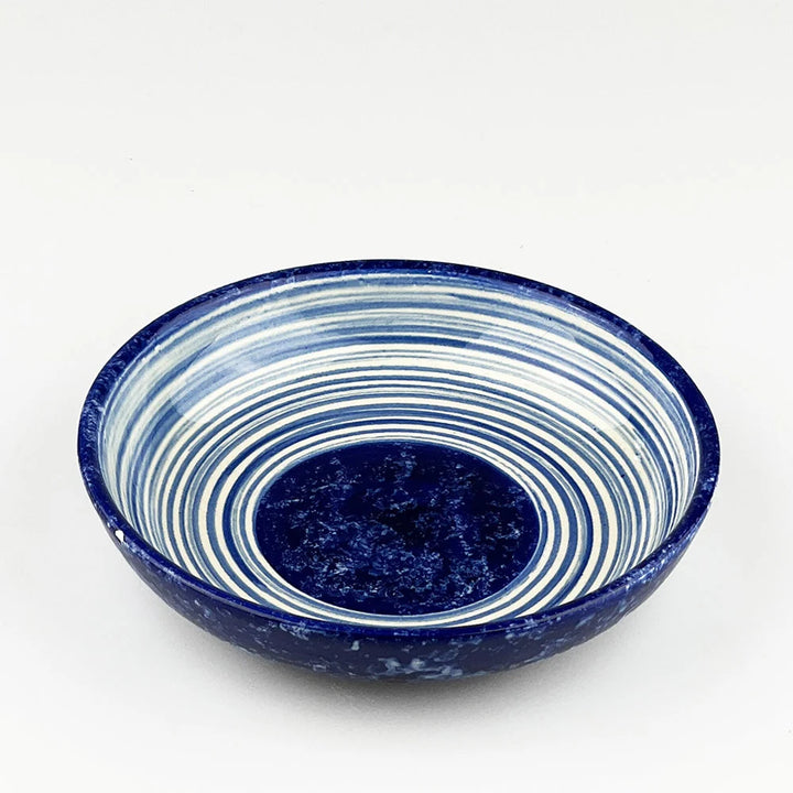 Blue Ripple Medium Ceramic Serving Bowl
