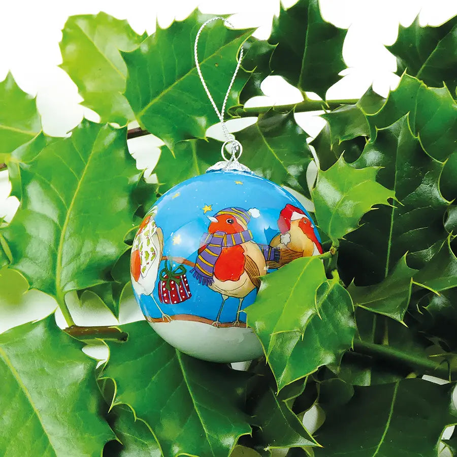 Robin Hand-painted Glass Bauble