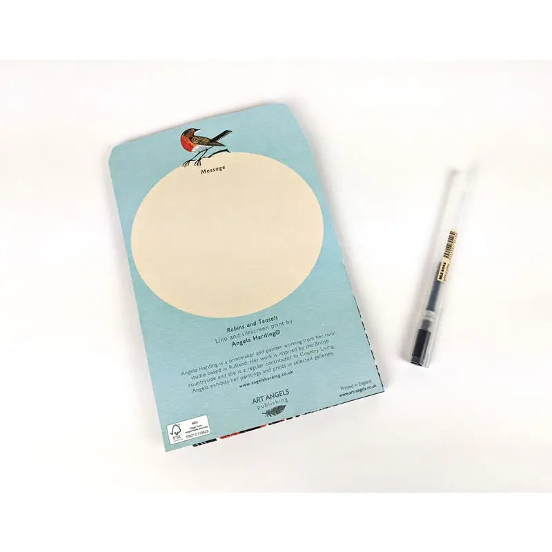 Robins and Teasels Concertina Card by Angela Harding