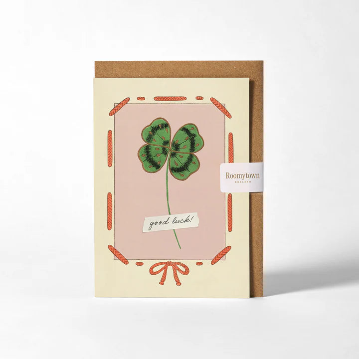 Good Luck Clover Greetings Card