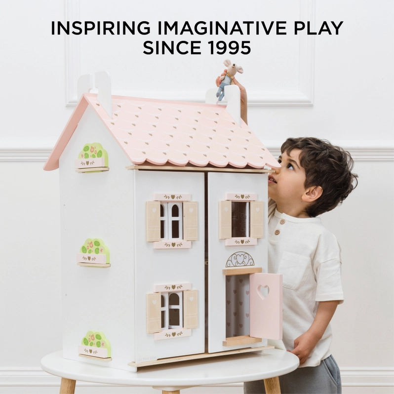 Roseheart Wooden Dolls House with Furniture and Family