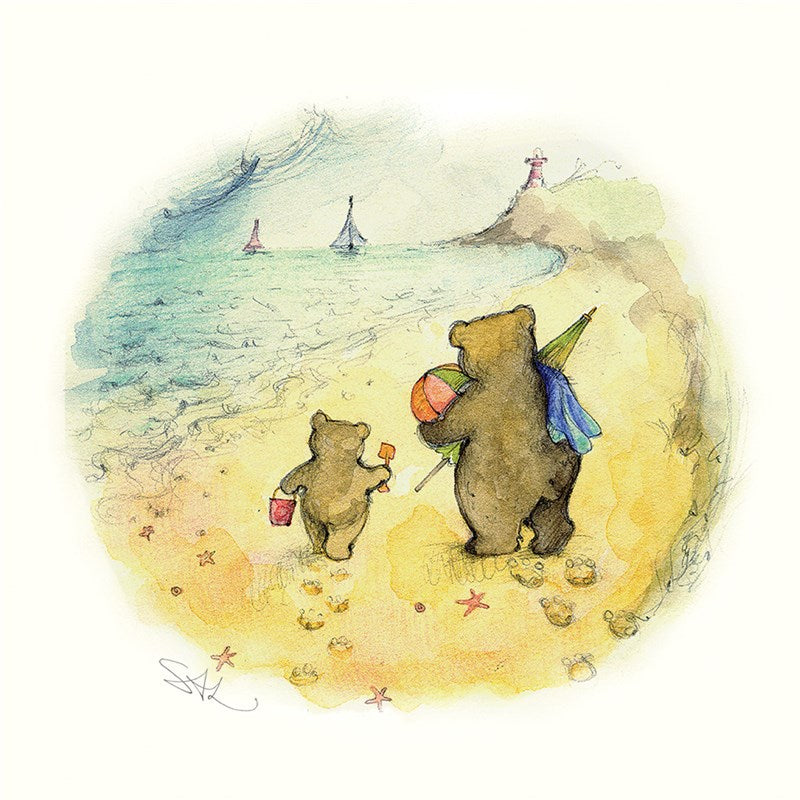 Beach Bears Sand Castle Greeting Card