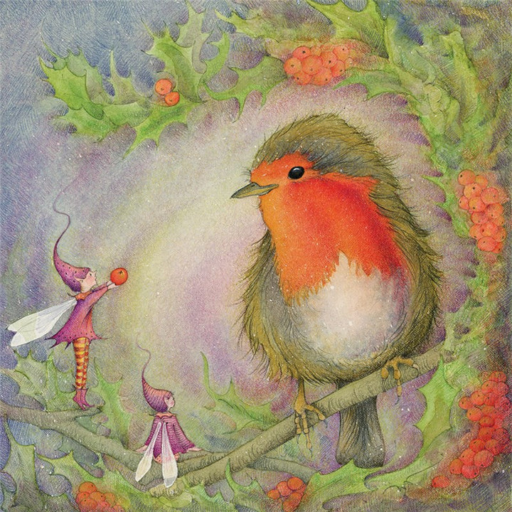 Picture Books in Winter Robin Greeting Card