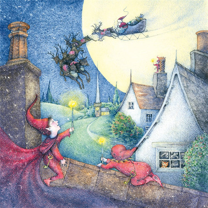 Little Elves in Suits of Red Greeting Card