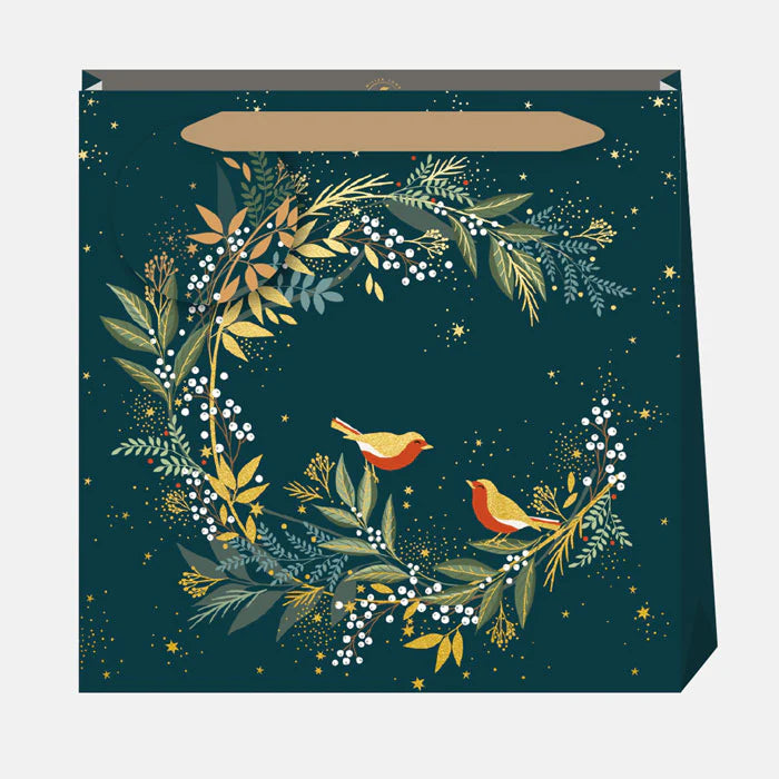 Sara Miller Robin & Snowberry Wreath Medium Gift Bag